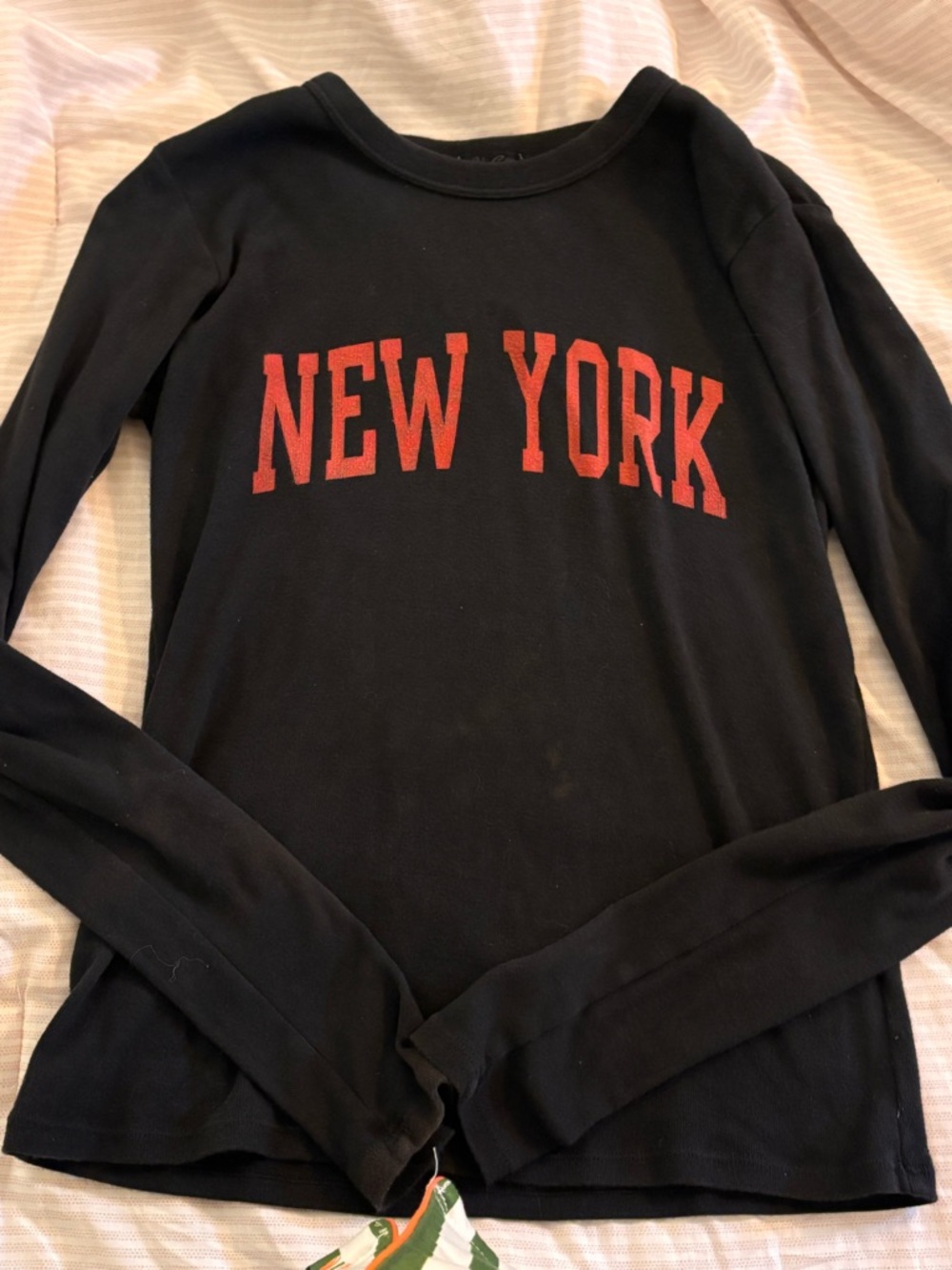Dark Grey John Galt Long Sleeve Tee with Red "NEW YORK" Graphic